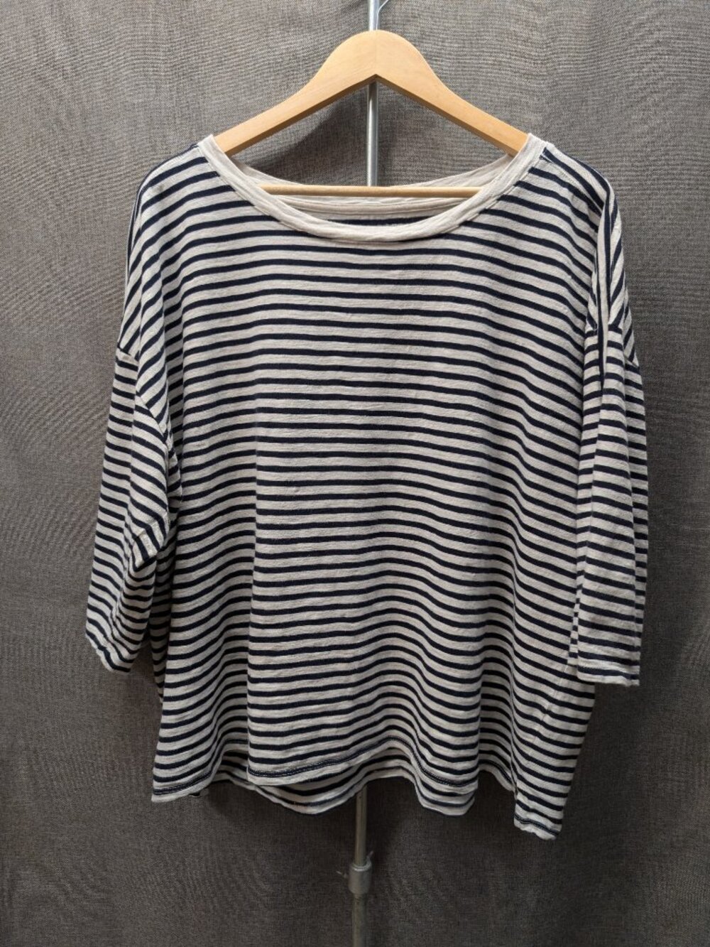 Talbots Petite Plus Nautical Striped 3/4 Sleeve Slub Knit Shirt 3Xp